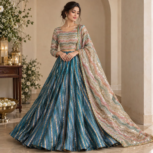 Velmira Masoori Choli & Tasal Silk Lehenga 3 Pc – Luxury Festive Collection