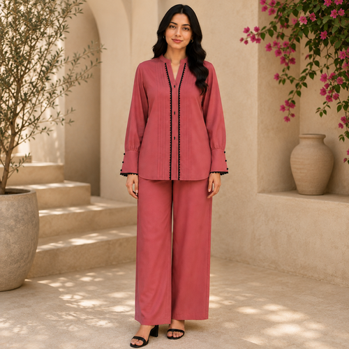 Velmira Dusty Rose Pintuck Co-Ord Set