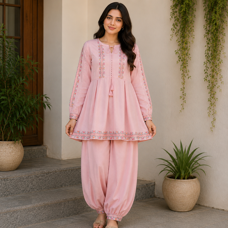 Velmira Blush Pink Embroidered Lawn 2 Pc Suit – Pret Collection