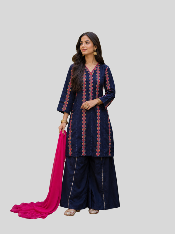 Blue Chikankari 3 Pc – Daily Wear Pret Collection