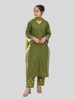 Olive Green Chikankari 3 Pc – Daily Wear Pret Collection