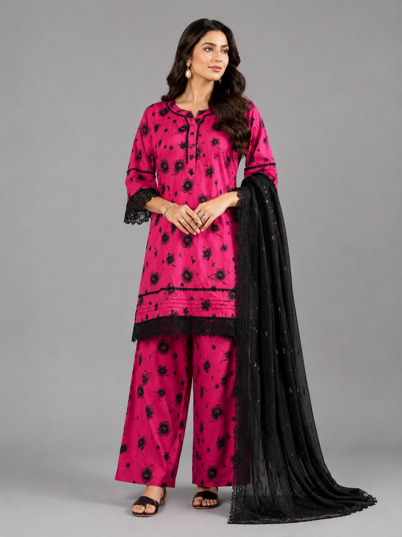 Black Pink Rose 2 Pc – Daily Wear Pret Collection