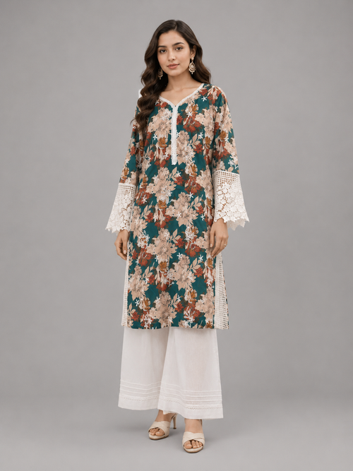 Brown Floral Chikankari 2 Pc – Daily Wear Pret Collection