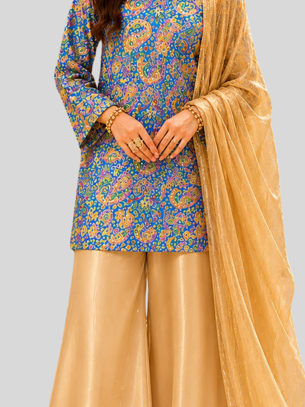 Blue Armani Silk 2 Pc – Stitched Pret Collection