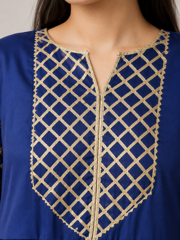 Blue Silk Frock 2 Pc – Stitched Pret Collection