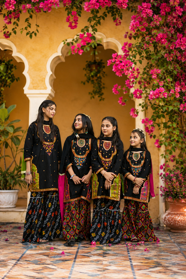 Kids Embroidered Kurta & Printed Plazo 3 Pc – Kids Collection