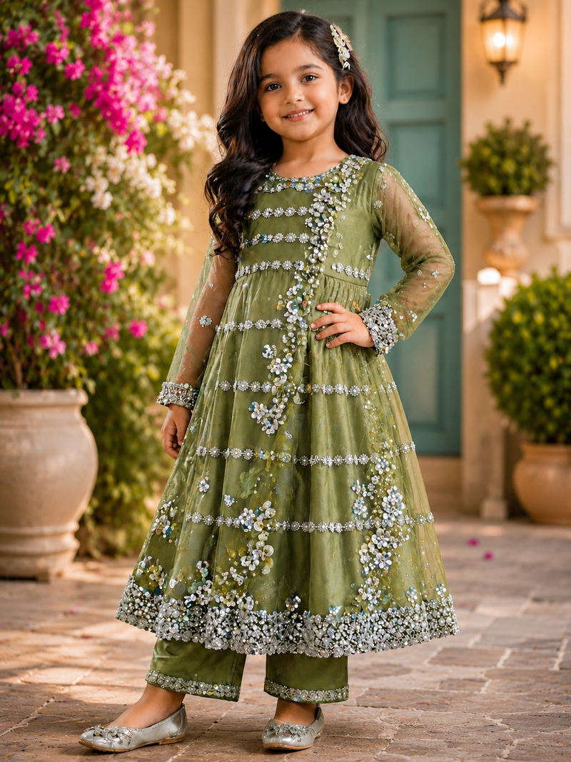 Kids Olive Embroidered Shirt – Kids Collection