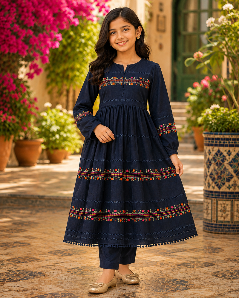 Kids Navy Embroidered Shirt – Kids Collection