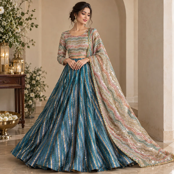 Velmira Masoori Choli & Tasal Silk Lehenga 3 Pc – Luxury Festive Collection