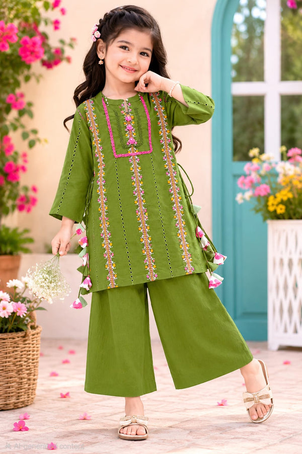 Kids Green Embroidered 2 Pc – Kids Collection