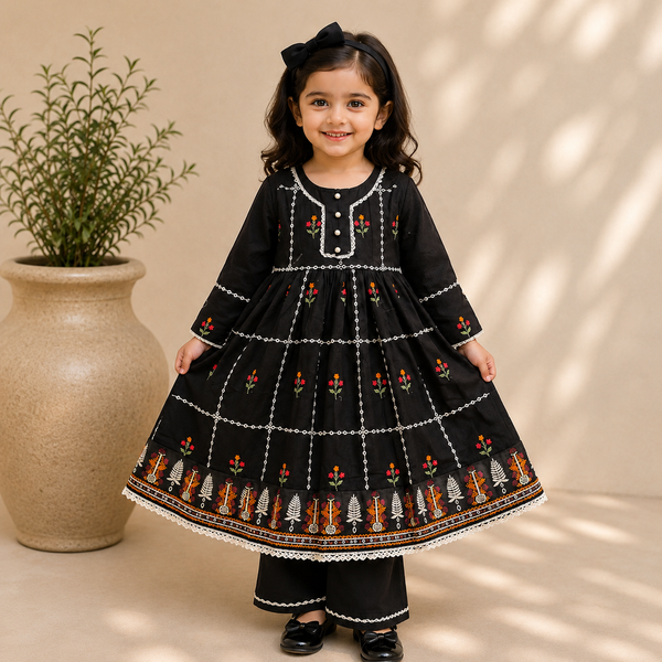 Velmira Black Embroidered Lawn 2 Pc Kids Suit – Kids Collection