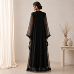 Black Pearl Work Open Gown Set – Luxury 2 Piece Pret