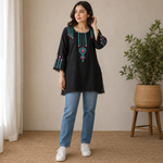 Velmira Black Hand-Embroidered Lawn Shirts – Pret Collection