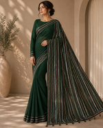 Velmira Emerald Grace Chiffon Saree – Luxury Collection
