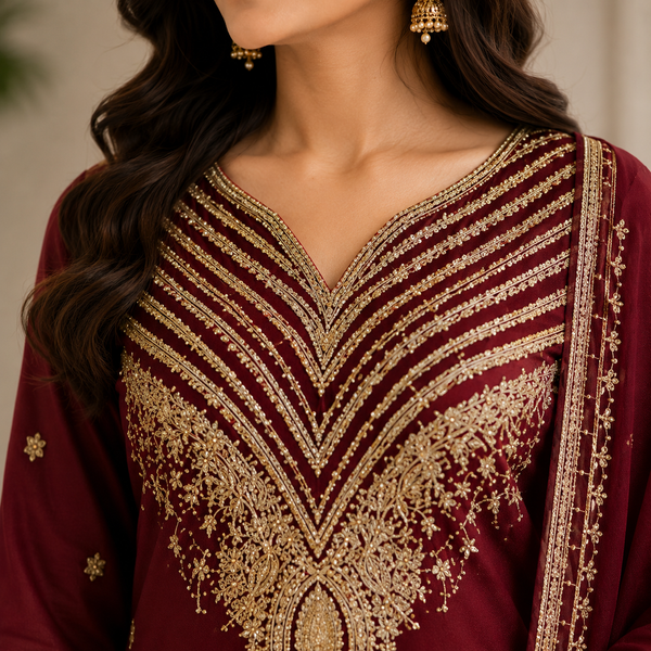 Velmira Silk Machine Embroidered 3 Pc Suit – Luxury Pret Collection