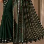 Velmira Emerald Grace Chiffon Saree – Luxury Collection