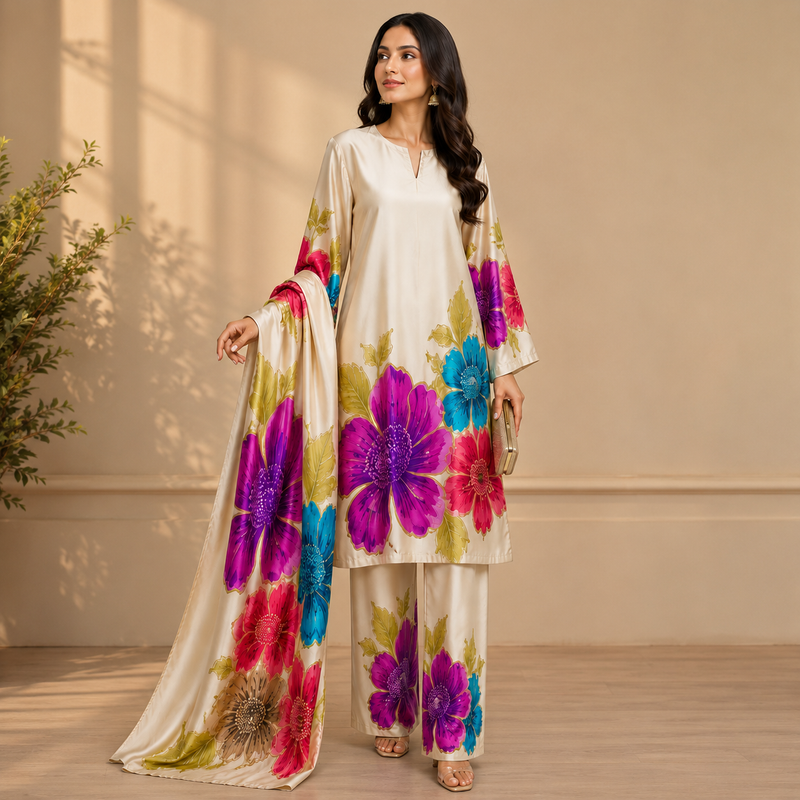 Velmira Premium Printed Silk 3 Pc Suit – Luxury Pret Collection