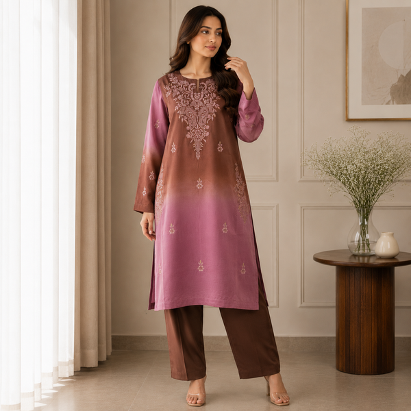 Velmira Two-Tone Embroidered Silk 2 Pc – Luxury Pret Collection